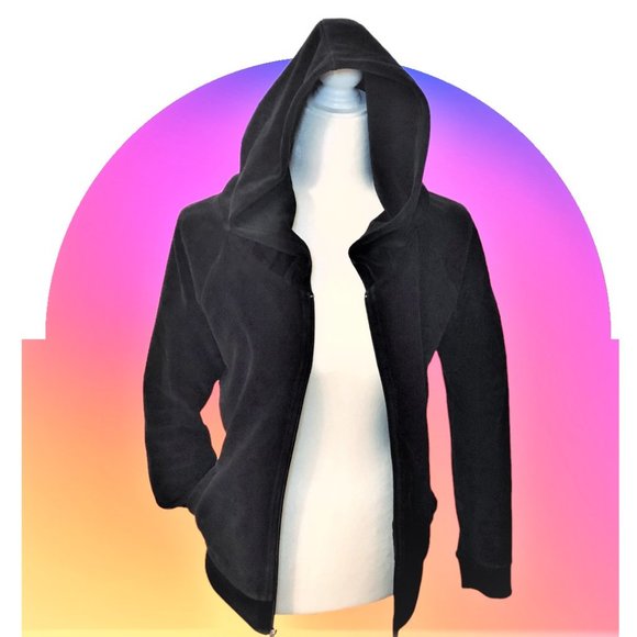 Y2K Rare Vintage Juicy Couture Black Velour Sequined Hoodie Zip Up Glamour OG - Picture 3 of 8